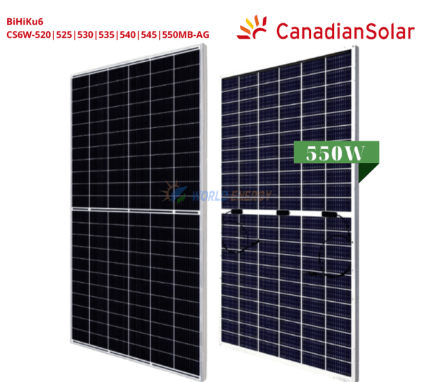 Tấm Pin Mono Canadian 550W (BiHiKu6 CS6W-550MB-AG) tại Bình Thuận